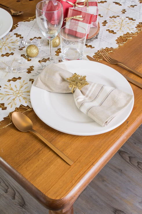 DII Embroidered Christmas Tabletop Collection, Table Runner, 14x54, Snowflake