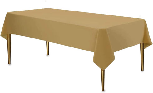 Gold Disposable Plastic Tablecloth for Rectangle Tables (12 Pack) Premium Decorative Table Cloth for Parties, Events & Weddings, Indoors & Outdoors, 54 x 108 inches, Tablecloths by Party Dimensions