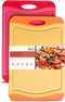 Raj Plastic Cutting Board Reversible Cutting board, Dishwasher Safe, Chopping Boards, Juice Groove, Large Handle, Non-Slip, BPA Free (11.42" x 7.87") - Red and Orange