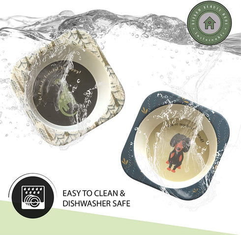 Bamboo Bowls for Kids, Super Cute - Easy to Clean - Eco Friendly Kids Bowls, Non Toxic - BPA Free - Dishwasher Safe Bamboo Bowl, Perfect Size Toddler Bowls, 14 Oz, 4 Pack