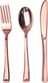 JL Prime 75 Rose Gold Plastic Silverware Set, Rose Gold Plastic Cutlery Set, Heavy Duty Utensils for Party & Wedding, Disposable Rose Gold Flatware, 25 Forks, 25 Spoons, 25 Knives