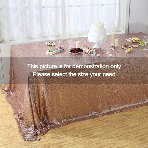 Poise3EHome 60×102'' Rectangle Sequin Tablecloth for Party Cake Dessert Table Exhibition Events, Rose Gold