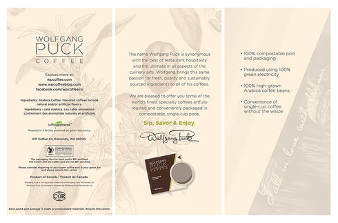 Wolfgang Puck Coffee, Rodeo Dr. Coffee, 9.5 Gram Pods, (Pack of 3)