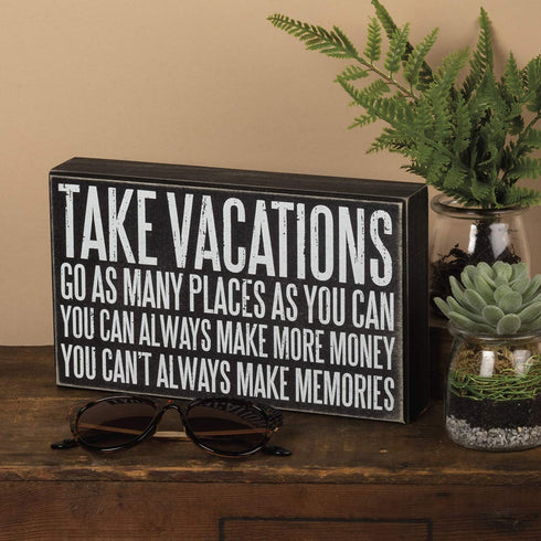 Primitives by Kathy Classic Box Sign, 10 x 6-Inches, Take Vacations