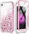 Caka Case for iPhone SE 2020, iPhone 7 8 SE 2020 Glitter Case with Built-in Screen Protector for Girls Women Girly Liquid Cover Shockproof Case for iPhone 6 6s 7 8 SE 2020 2022 (Rose Gold)