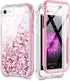 Caka Case for iPhone SE 2020, iPhone 7 8 SE 2020 Glitter Case with Built-in Screen Protector for Girls Women Girly Liquid Cover Shockproof Case for iPhone 6 6s 7 8 SE 2020 2022 (Rose Gold)