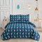 Kids Quilt Set Full/Queen Size, Blue 3 Piece Alpaca Pine Tree Bedcover Animal Cartoon Printed Bedding Set Reversible Bedspread Coverlet Holiday Bedroom Decor Gift for Boys All Season(90"X 90")
