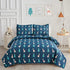 Kids Quilt Set Full/Queen Size, Blue 3 Piece Alpaca Pine Tree Bedcover Animal Cartoon Printed Bedding Set Reversible Bedspread Coverlet Holiday Bedroom Decor Gift for Boys All Season(90"X 90")