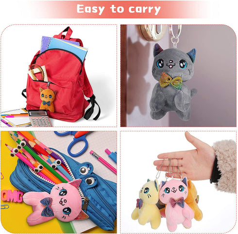 8 Pieces Mini Cats Plush Toy 4 Inch Stuffed Cats Tiny Soft Plush Cats Doll Plush Hanging Pendant Ornament for DIY Keychain Birthday Xmas Decorations Party Favor