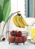 SunnyPoint Tabletop Wire Fruit Basket Bowl Stand with Banana Hanger