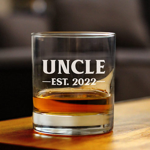 Uncle Est 2022 - Whiskey Rocks Glass Gift for First Time Uncles - Bold 10.25 Oz Glasses