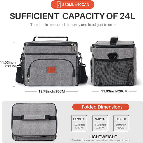 AstroAI Lunch Box Cooler Bag for Men Women,15L(24 Cans)/24L(40 Cans) Leakproof Insulated Lunch Cooler Tote Bag Foldable For Picnic Hiking School Office Travel Beach Shopping