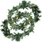 Artificial Eucalyptus Garland Plants with Willow Leaves, 6.5 Ft Faux Hanging Eucalyptus Leaves Greenery Garland 2 Packs for Wedding Backdrop Wall Home Decor, Dark Green