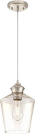 Westinghouse Lighting 6106500 One-Light Indoor Mini Pendant, Brushed Nickel Finish with Clear Glass