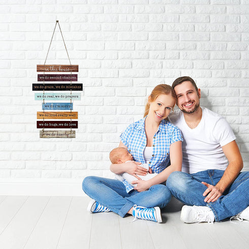In This House We Do Family Sign Home Decor Rustic Farmhouse Decor for the Home Sign Wall Decorations for Living Room Modern Farmhouse Sign