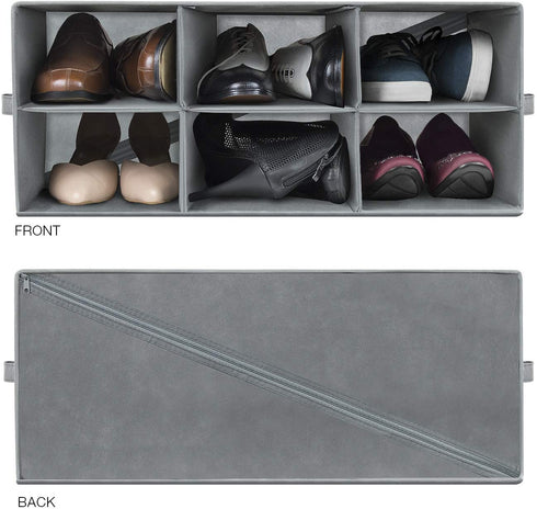 Sorbus Shoe Organizer Bin, 6 Section Cubby Shoe Shelves, Foldable Portable Detachable Closet Organizer Storage for Home Organization