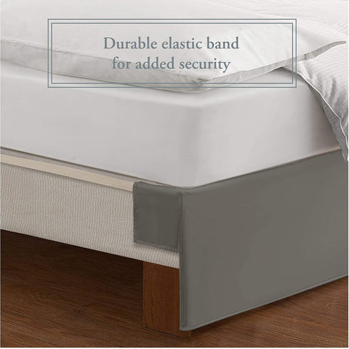 Levinsohn Bed Maker's Tailored Wrap-Around Bedskirt Never Lift Your Mattress Classic 14? Drop Length Pleated Styling, Twin, Soft Silver
