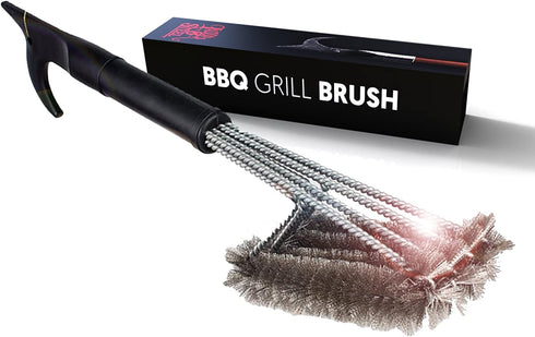 Jolly Green Products 4-in-1 Grill Brush and Scraper, Steel Bristles, Grill Cleaner with 18-Inch Handle, Will Not Scratch or Damage Grate, Perfect BBQ Grilling Gifts for Men