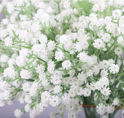 Homcomoda 24 PCs Baby Breath Artificial Flowers Gypsophila Real Touch Flowers for Wedding Party Home Garden Decoration
