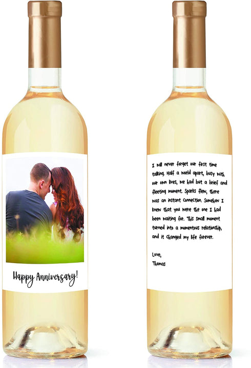 Custom Wine Label Unique Gift - Wine Bottle Labels Set of 2 Waterproof Personalized Wine Sticker for Wedding, Engagement, Anniversary, Birthday, Baby Shower, Bridal Shower Gift with Custom Text