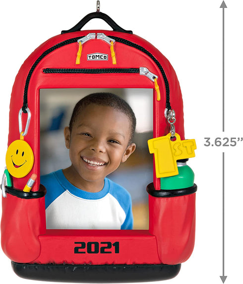 Hallmark Keepsake Christmas Ornament, Year Dated 2021, Backpack of Memories School Picture Frame