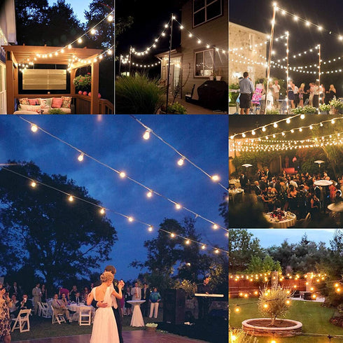 WOOLZ 25FT Led Outdoor Patio Lights with 8+1(Spare) 1W Dimmable Shatterproof S14 Bulbs, Waterproof Outdoor String Lights for for Party, Patio, Garden, Porch and Wedding.