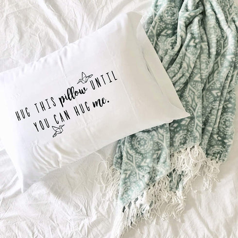 Hug This Pillow Until You Can Hug Me Long Distance Relationship Gift - Standard 20x30, Black
