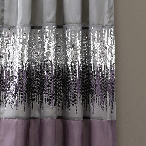 Lush Decor Night Sky Curtain Panel for Living, Dining Bedroom (Single), 84" x 42", Purple and Gray