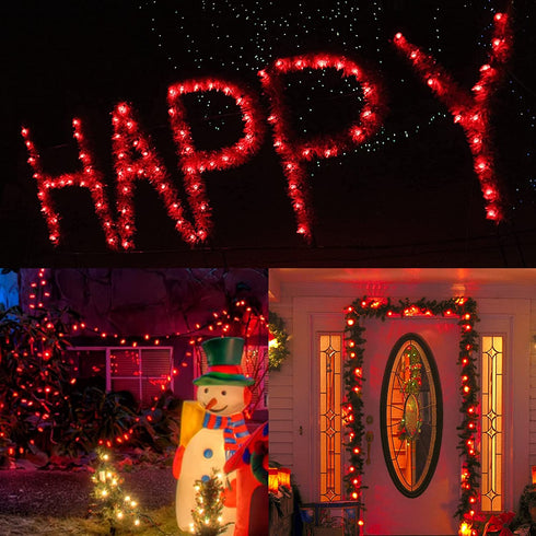 C9 Christmas Lights, 50 Count 24.5 FT Faceted String Lights Connectable Commercial Grade Indoor Outdoor, 120V UL Certified Xmas Strawberry Light Strand for Halloween, Thanksgiving Day Parties, Red