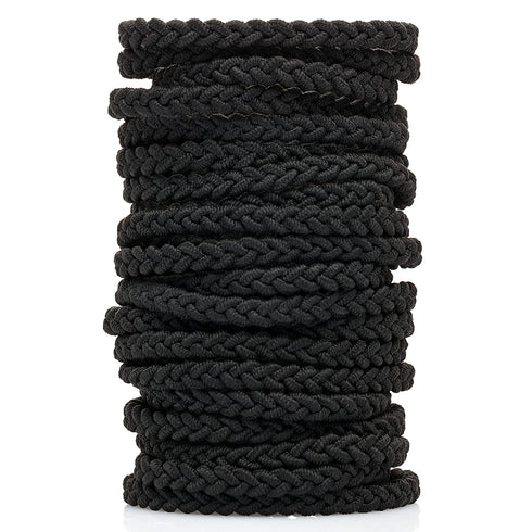 Black Braided Hair Ties for Women 18 Pcs Hair Ties Braided Hair Tie Braided Ponytail Holders Braided Hair Elastics Men Bracelet Thick Bands