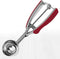 Millvado Stainless Steel Ice Cream and Cookie Scoop | Large Sized, With Red Rubber Grips, Spring Loaded Lever Design, For Sorbet, Melon, Meatballs, Muffins, and More, 3 Ounce Scooper