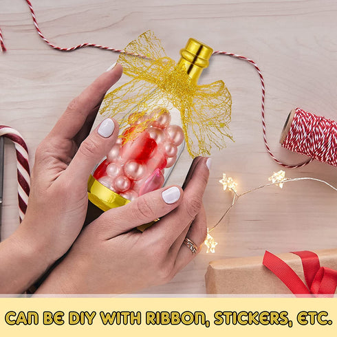 18 Pieces Champagne Bottle Container Candy Bottle DIY Favor Mini Baby Shower Favors Candy Jars Wedding Favors Plastic Small Champagne Bottles for Wedding Bridal Shower Birthday, Clear and Gold