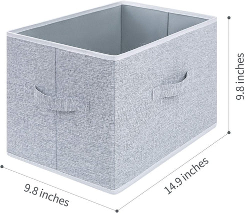 DIMJ Closet Storage Bins, Fabric Storage Basket for Shelves, Collapsible Storage Bins with Handles Closet Organizers and Storage Cubes Box for Clothes, Toys, Other Sundries (Gray, 3 Packs )