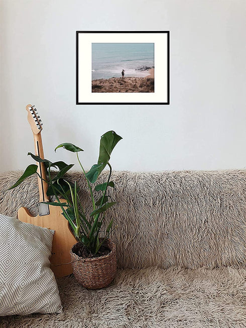 Frametory, 11x14 Aluminum Frame for 8x10 Picture with Ivory Mat for Photos Wall Display Sawtooth Hangers, Swivel Tabs Portrait/Landscape Display Great for Photos, Artworks (Black, 1-Pack)