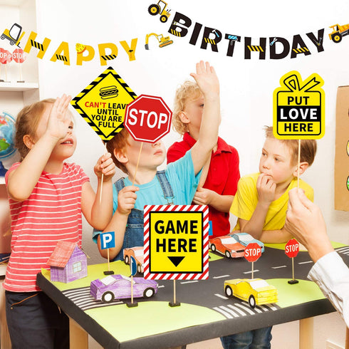 Construction Party Supplies, Dump Truck Birthday Party Decorations for Boys, with Construction Sign, Hanging Swirl, Happy Birthday Banner, Balloons, Cake Toppers - 70 Pack