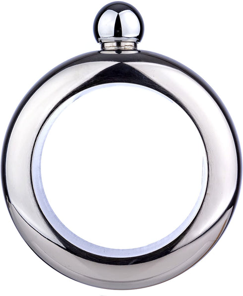 Bangle Bracelet Wine/Alcohol 3.5 oz Flask - Stainless Steel Black and Silver Creative Gift Set for Women - Bonus Funnel Included