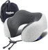 NAPFUN Neck Pillow for Traveling, Upgraded Travel Neck Pillow for Airplane 100% Pure Memory Foam Travel Pillow for Flight Headrest Sleep, Portable Plane Accessories, Light Grey