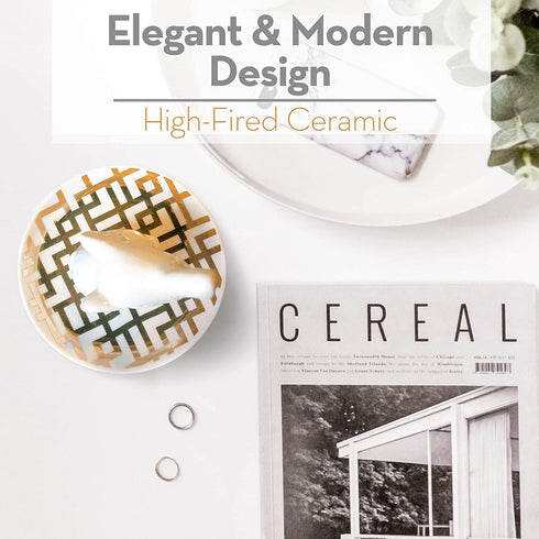 Elephant Ring Holder Ring Dish, Ring Holder for Jewelry, Bracelet, Jewelry, Trinket Tray/Dish, White & Decorative Gold, Wedding Ring, Diamond Ring & Engagement Ring Holder, Office & Home Decor