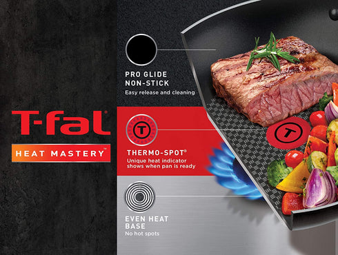 T-fal - B0370764 T-fal B03707 Excite ProGlide Nonstick Thermo-Spot Heat Indicator Dishwasher Oven Safe Fry Pan Cookware, 12-Inch, Blue