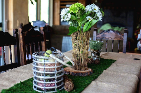 BYHER Dried Moss Table Runner for Party Garden Decoration, Dark Green