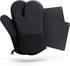 Cosy House Collection 4-Piece Oven Mitt & Pot Holder Set - Non-Slip Silicone & Cotton 500°F Heat Resistant Trivet Cooking Gloves- for Cooking & Baking (Black)