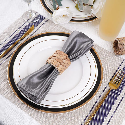WOHIWO Napkin Rings Set of 12, Farmhouse Napkin Rings Handmade by Natural Water Hyacinth, Woven Napkin Rings for Christmas, Party, Wedding, Supplies for Dinner Table Decoration