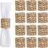 WOHIWO Napkin Rings Set of 12, Farmhouse Napkin Rings Handmade by Natural Water Hyacinth, Woven Napkin Rings for Christmas, Party, Wedding, Supplies for Dinner Table Decoration