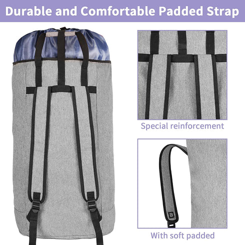 105L Laundry Backpack Bag with Padded Handle for College Students, Extra Large Laundry Bag Backpack with Adjustable Strap, Sturdy Backpack Laundry Bag for Laundromat, Dorm, Apartment, Camping, Travel