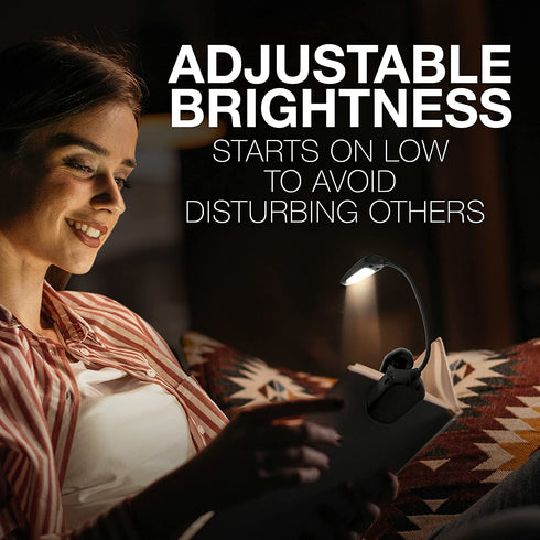 Energizer Rechargeable LED Book Light, Bright LED Clip Light for Reading in Bed, Compact with Flexible Neck, Great Clip On Reading Light (USB Cable Included)