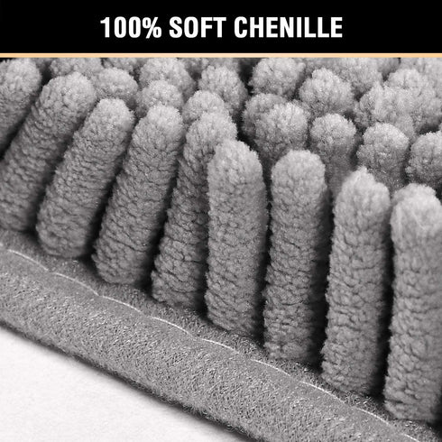 Bath Mats for Bathroom Non Slip Luxury Chenille Ultra Soft Bath Rugs 24x36 Absorbent Non Skid Shaggy Rugs Washable Dry Fast Plush Area Carpet Mats for Indoor, Bath Room, Tub - Grey