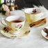 BTaT- Floral Tea Cups and Saucers, Set of 2 (Yellow - 8 oz) with Gold Trim and Gift Box, Coffee Cups, Floral Tea Cup Set, British Tea Cups, Porcelain Tea Set, Tea Sets for Women, Latte Cups
