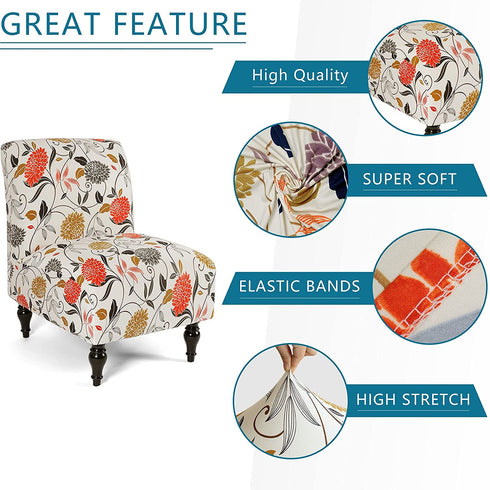 Liykimt Armless Accent Chair Cover Slipcover?Slipper Chair Stretch Spandex Removable for Armless Chair Furniture Protector Covers for Living Dining Room Hotel (Orange, 1)