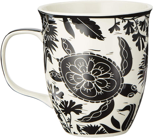 Karma Gifts Black and White BOHO Mug, 16 oz, SEA TURTLE