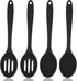 4 Pieces Silicone Cooking Spoons Set Silicone Serving Spoon Silicone Nonstick Mixing Spoons Slotted Spoons Large Nonstick Heat Resistant Spoons for Kitchen Cooking Bake Stir Draining Tool (Black)